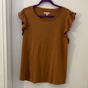 Maurices Short Sleeve Ruffle Top in Brown